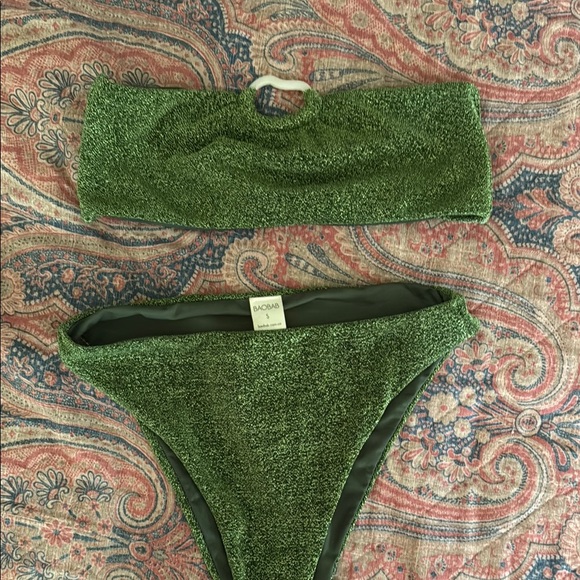 Green Textured Bikini Set